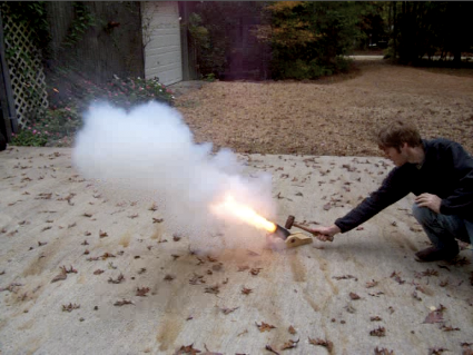Firing the golf ball mortar